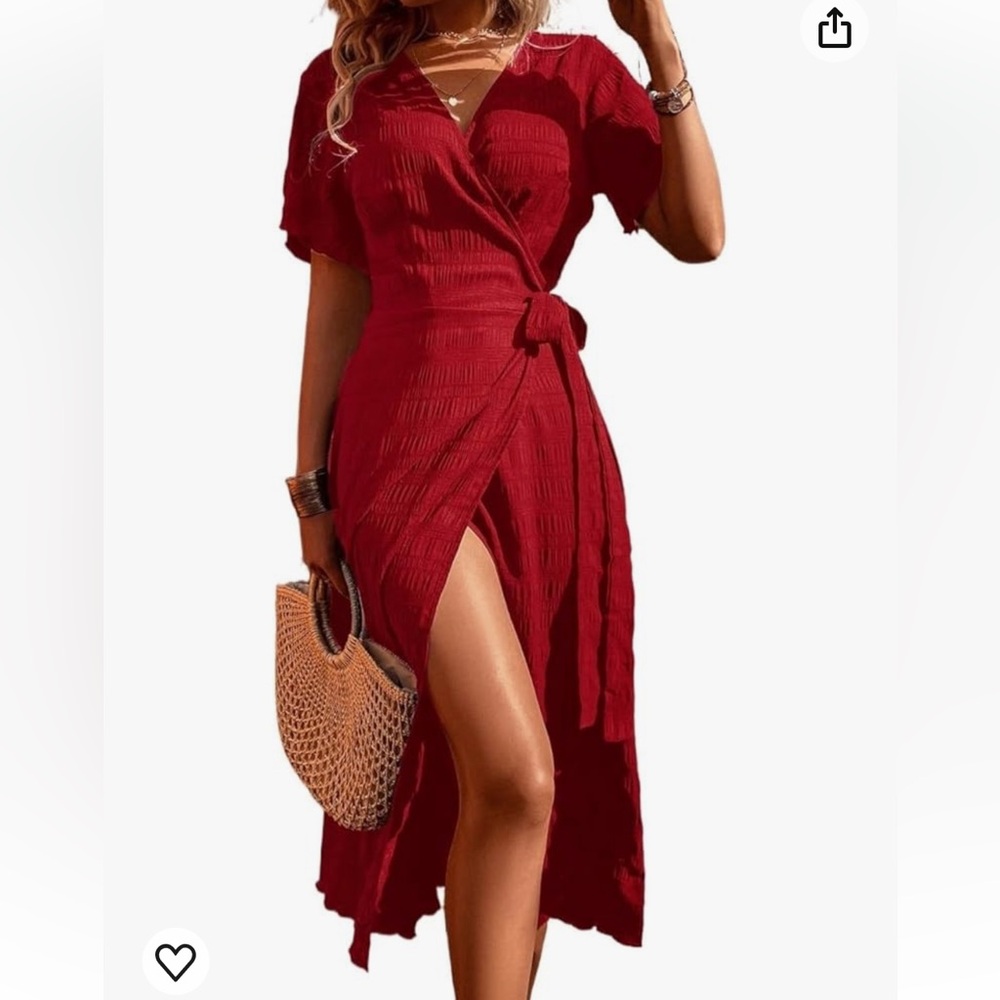 Red Casual Wrap Dress